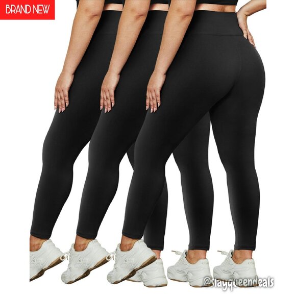 Plus Size High Waist 4-Way Stretch Leggings for Workout Yoga Running - Picture 1 of 8